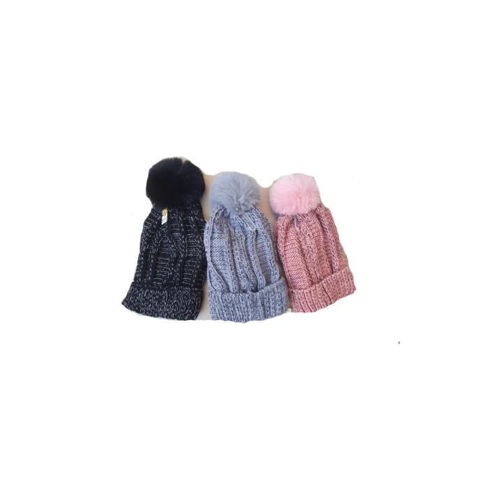 Gorro Tejido C/ Ponpon Abrigados C/corderito